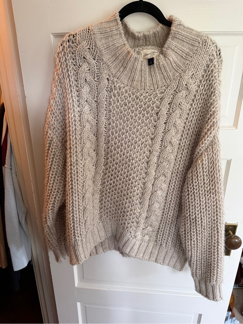 Universal Thread Cable Knit Crew Sweater - Cream